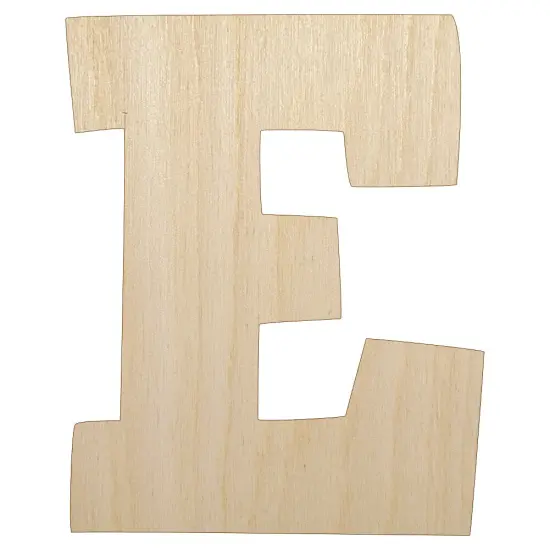 Letter E Uppercase Fun Bold Font Unfinished Wood Shape Piece Cutout for DIY Craft Projects {1}