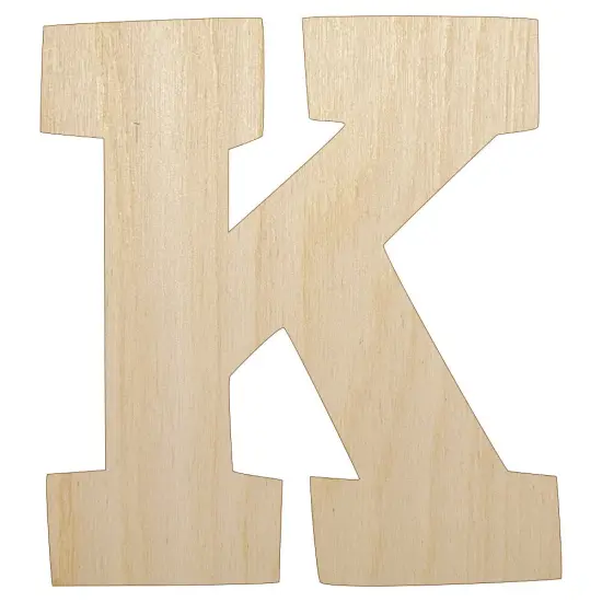 Letter K Uppercase Fun Bold Font Unfinished Wood Shape Piece Cutout for DIY Craft Projects {1}