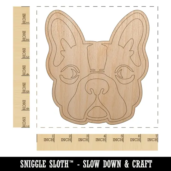 French Bulldog Face Unfinished Wood Shape Piece Cutout for DIY Craft Projects {1}
