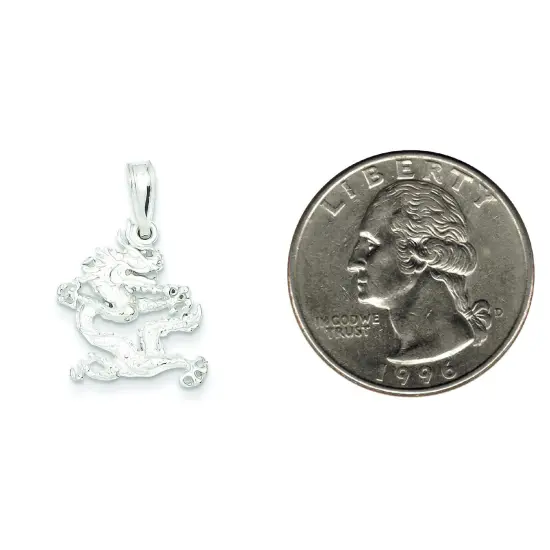 Sterling Silver Chinese Dragon Pendant Charm Jewelry 25mm x 16mm {2}