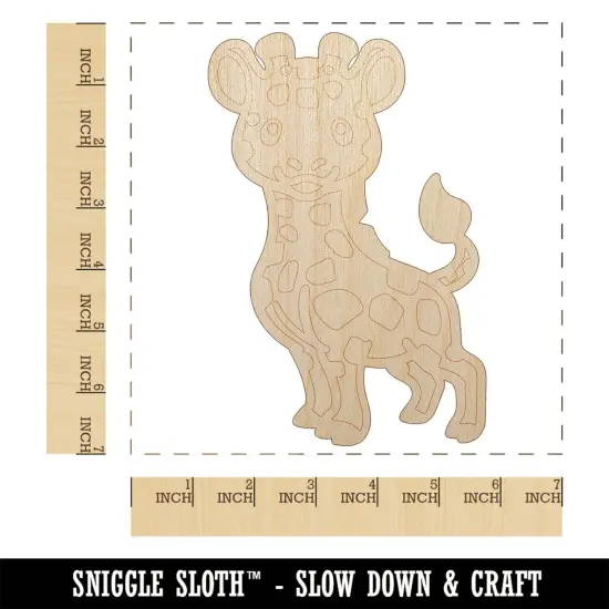 Lovable Giraffe African Zoo Animal Unfinished Wood Shape Piece Cutout for DIY Craft Projects {1}