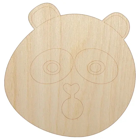 Surprised Panda Face Shocked Unfinished Wood Shape Piece Cutout for DIY Craft Projects {7}