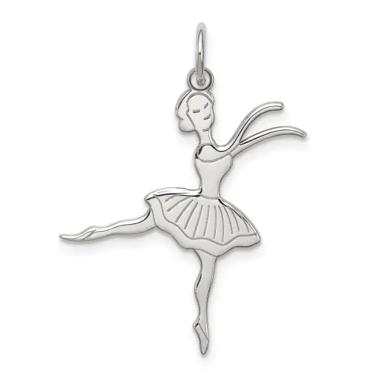 Sterling Silver Ballerina Charm Pendant Ballet Jewelry 27mm x 24mm {1}
