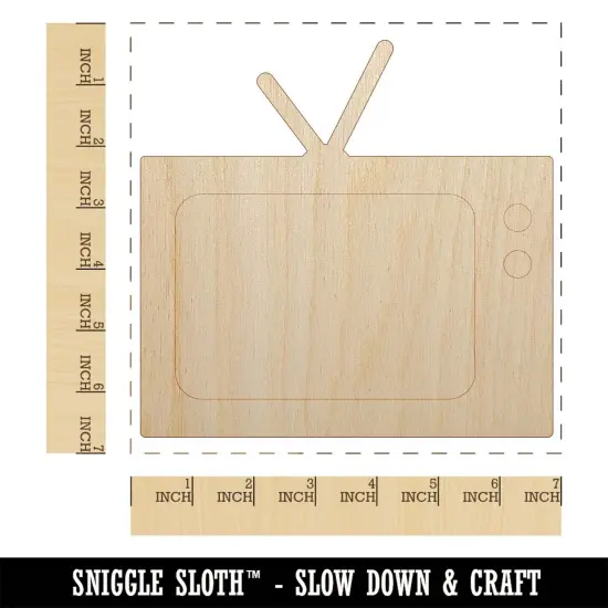 Vintage TV Television Silhouette Unfinished Wood Shape Piece Cutout for DIY Craft Projects {1}