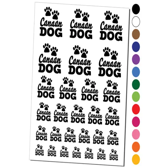 Canaan Dog Paw Prints Fun Text Temporary Tattoo Water Resistant Fake Body Art Set Collection Dark Blue {1}