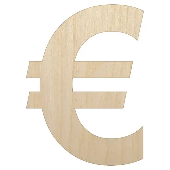 Euro Symbol Unfinished Wood Shape Piece Cutout for DIY Craft Projects {1}