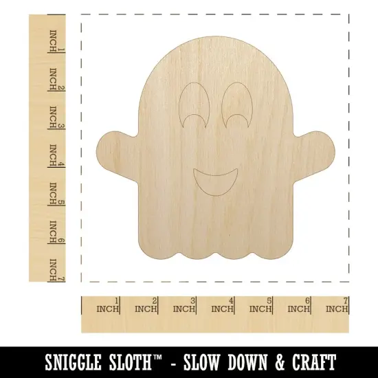 Ghost Smiling Halloween Unfinished Wood Shape Piece Cutout for DIY Craft Projects {1}