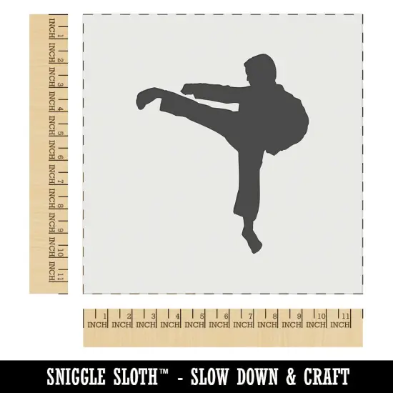 Martial Arts Karate Kick Solid Wall Cookie DIY Craft Reusable Stencil {1}