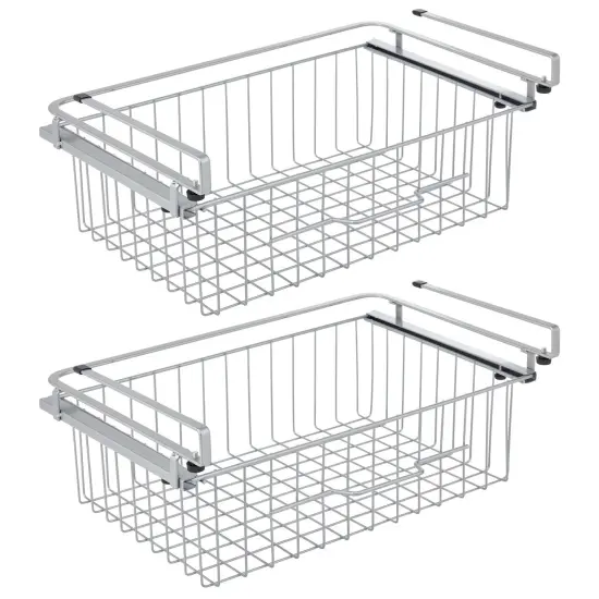 mDesign Large Wire Hanging Pullout Drawer Basket - Attaches to Shelving {5}