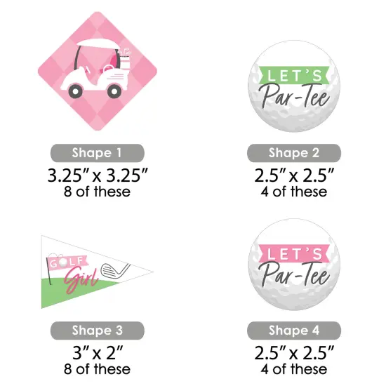 Big Dot of Happiness Golf Girl - DIY Shaped Pink Birthday Party or Baby Shower Cut-Outs - 24 Count {3}