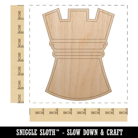 Chess Piece White Rook Unfinished Wood Shape Piece Cutout for DIY Craft Projects {1}