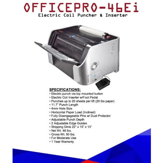 OFFICEPRO-46Ei 4:1 Coil Binding Machine DIY {2}