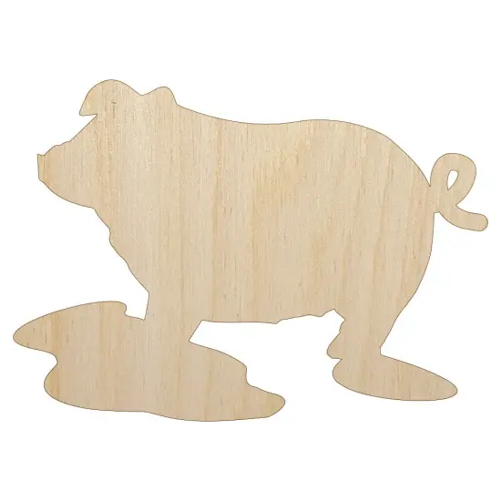 Pig in Mud Solid Unfinished Wood Shape Piece Cutout for DIY Craft Projects {7}