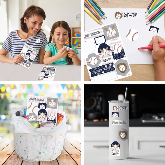 Big Dot of Happiness Batter Up - Baseball - Baby Shower or Birthday Party Favor Sticker Set - 12 Sheets - 120 Stickers {6}