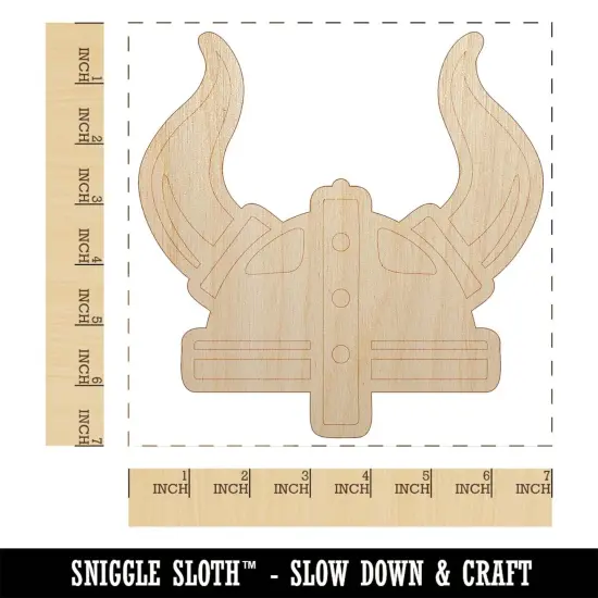 Viking Horned Helmet Unfinished Wood Shape Piece Cutout for DIY Craft Projects {1}