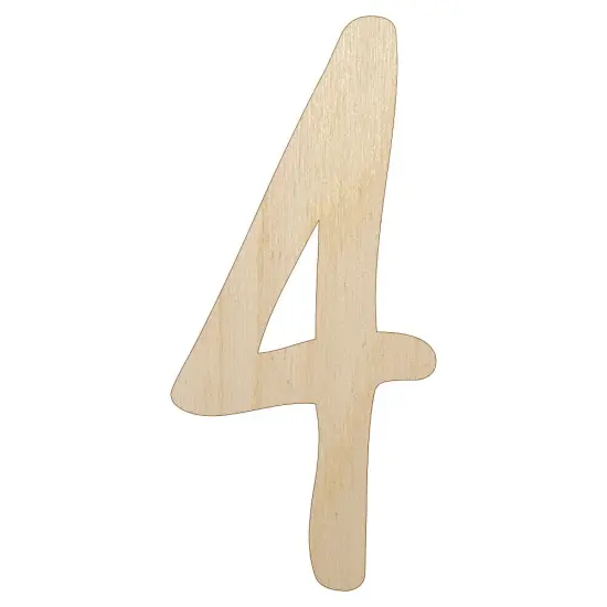 Number 4 Four Felt Marker Font Unfinished Wood Shape Piece Cutout for DIY Craft Projects {1}