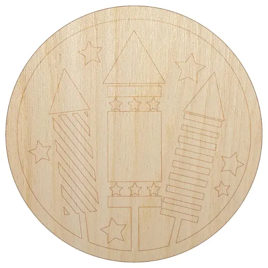 July 4th Independence Day Fireworks Patriotic USA Unfinished Wood Shape Piece Cutout for DIY Craft Projects {7}