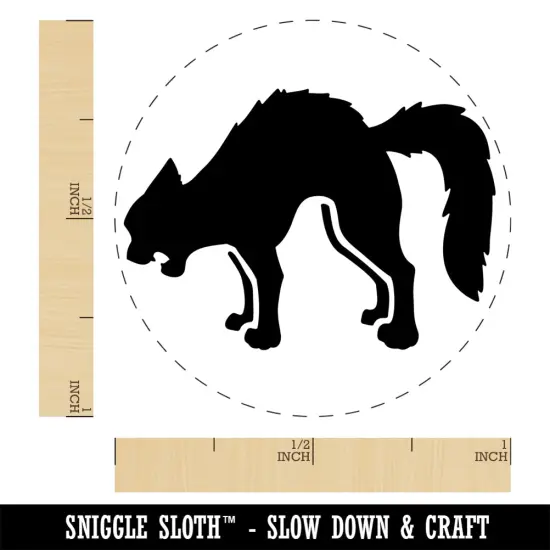 Scared Hissing Black Cat Halloween Self-Inking Rubber Stamp Ink Stamper for Stamping Crafting Planners Blue {1}