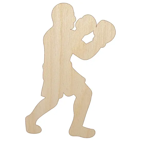 Boxer Boxing Fighting Pose Unfinished Wood Shape Piece Cutout for DIY Craft Projects {1}
