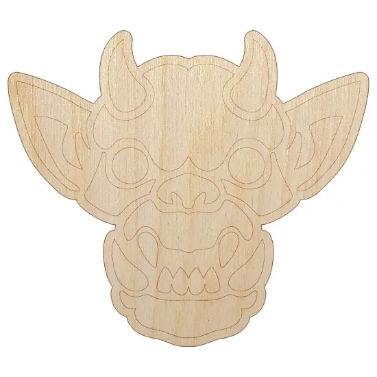 Horned Gargoyle Head Unfinished Wood Shape Piece Cutout for DIY Craft Projects {7}