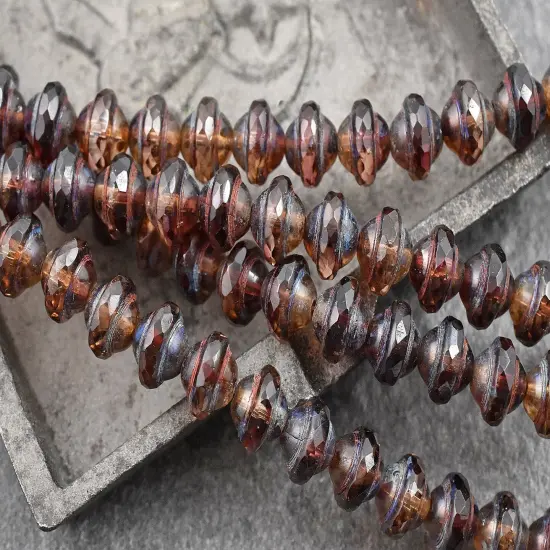 *15* 8x10mm Fuchsia Crystal Picasso Saturn Beads {1}