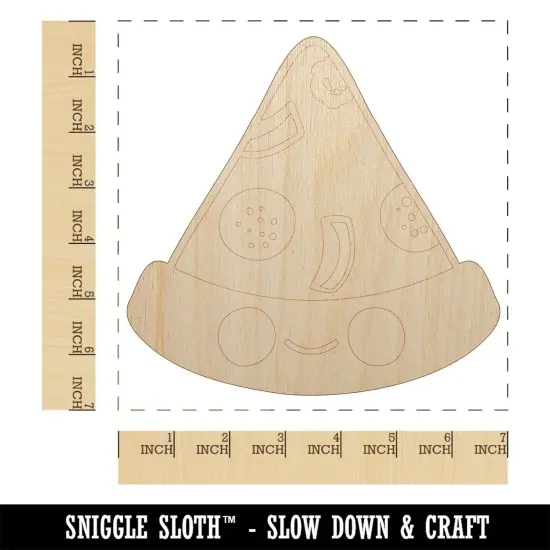 Deliciously Kawaii Chibi Pizza Slice Unfinished Wood Shape Piece Cutout for DIY Craft Projects {1}