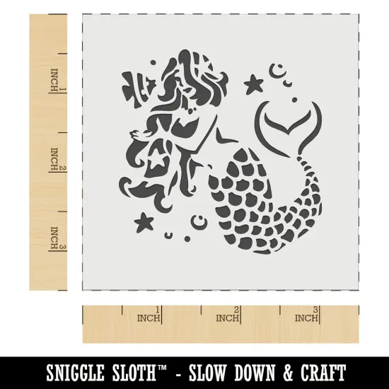 Elegant Mermaid Maiden with Butterfly Fish Wall Cookie DIY Craft Reusable Stencil {6}