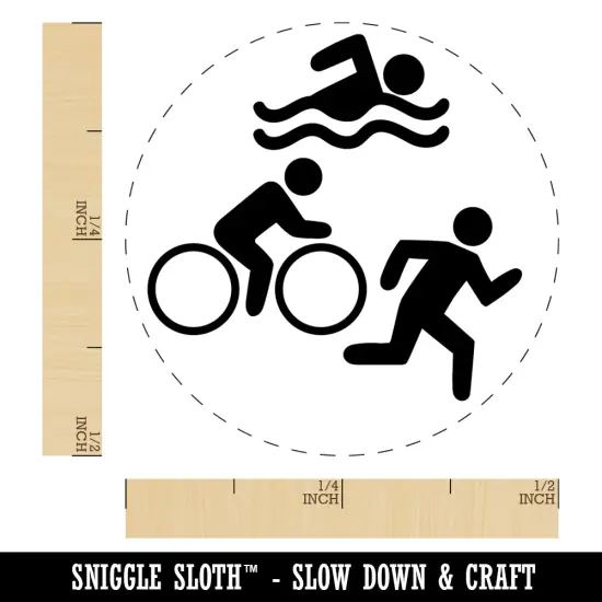 Triathlon Icons Swim Bike Run Self-Inking Rubber Stamp Ink Stamper for Stamping Crafting Planners Pink {1}