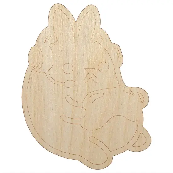 Geek Gamer Bunny Rabbit Playing Console Games Unfinished Wood Shape Piece Cutout for DIY Craft Projects {7}