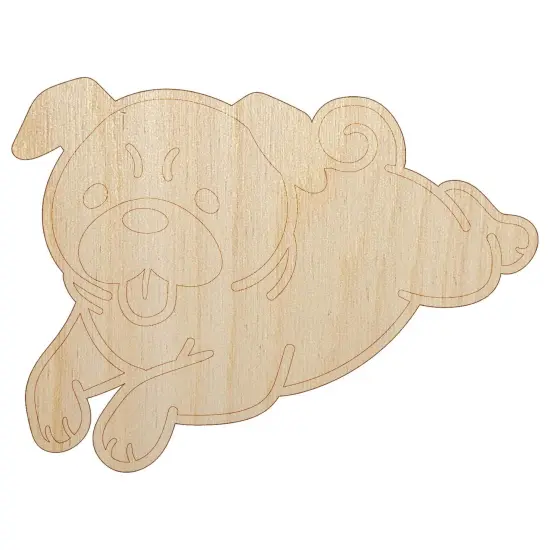 Pug Laying Down Dog Unfinished Wood Shape Piece Cutout for DIY Craft Projects {2}