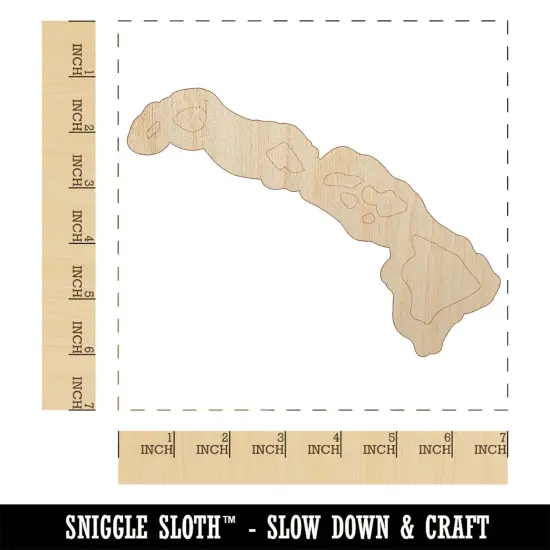 Hawaii State Silhouette Unfinished Wood Shape Piece Cutout for DIY Craft Projects {1}