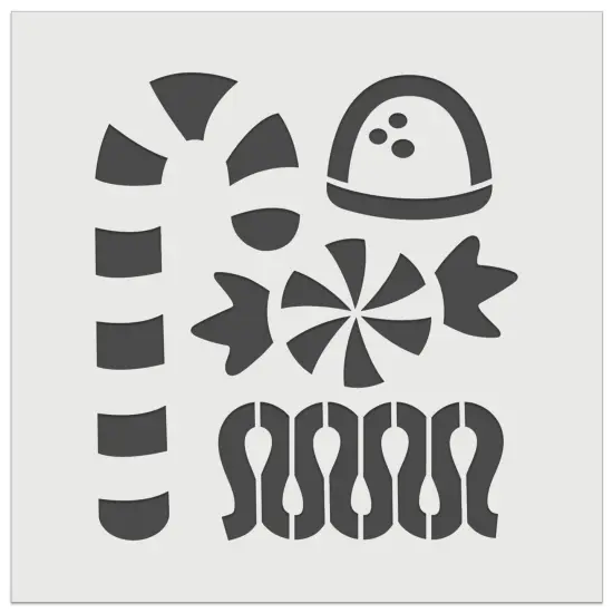 Christmas Candy Peppermint Ribbon Cane Gumdrop Wall Cookie DIY Craft Reusable Stencil {2}