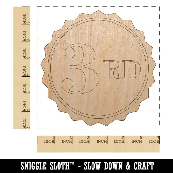Third 3rd Place Circle Award Unfinished Wood Shape Piece Cutout for DIY Craft Projects {1}