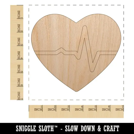 EKG Pulse Heart Beat Unfinished Wood Shape Piece Cutout for DIY Craft Projects {1}
