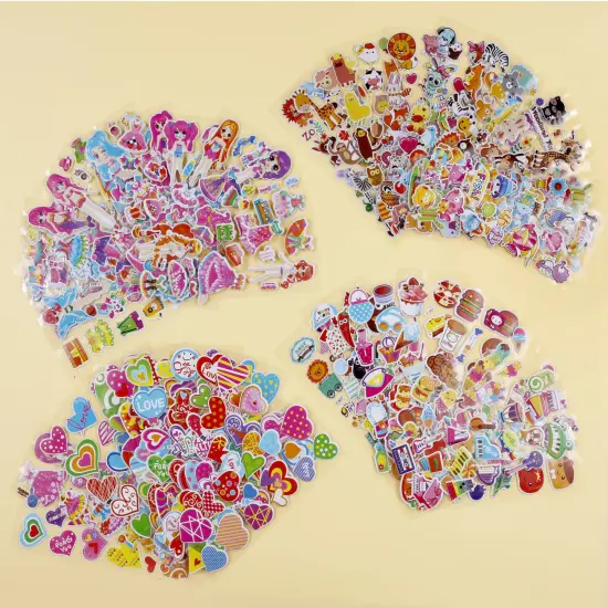 Incraftables Puffy Stickers for Girls (48 Sheets). Self Adhesive Puffy Stickers for Toddlers w/ Hearts, Animals, Princesses, Cloths, Food, Emojis & More. Bulk Reusable 3D Stickers for Girls. {2}