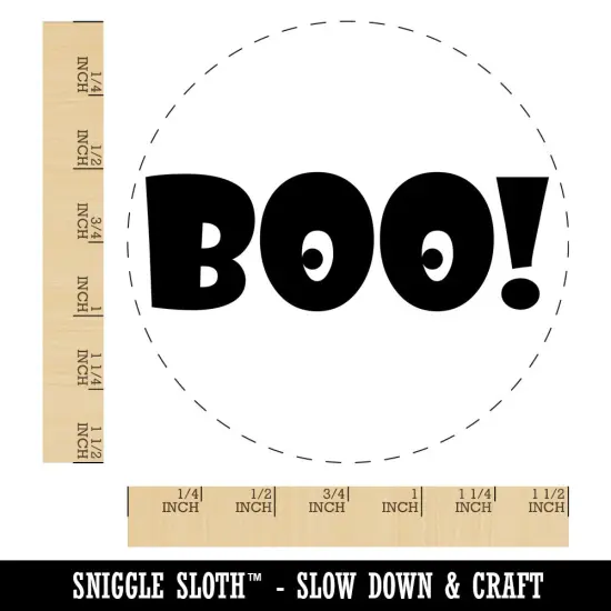 Boo with Eyes Halloween Fun Text Self-Inking Rubber Stamp for Stamping Crafting Planners Red {1}