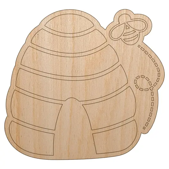 Bee Hive with Bee Unfinished Wood Shape Piece Cutout for DIY Craft Projects {7}