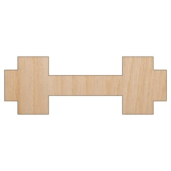 Dumbbell Barbell Weight Lifting Solid Unfinished Wood Shape Piece Cutout for DIY Craft Projects {7}