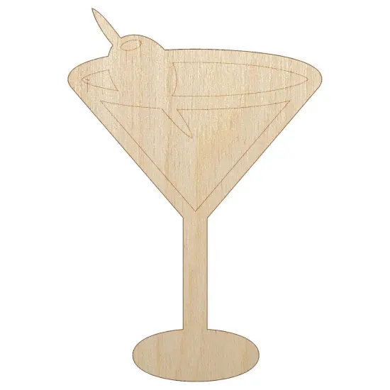 Martini Cocktail with Olive Unfinished Wood Shape Piece Cutout for DIY Craft Projects {7}
