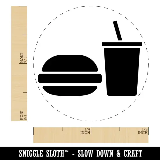 Hamburger and Soda Food Drink Icon Self-Inking Rubber Stamp for Stamping Crafting Planners Green {1}