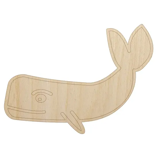 Witty Sperm Whale Unfinished Wood Shape Piece Cutout for DIY Craft Projects {1}
