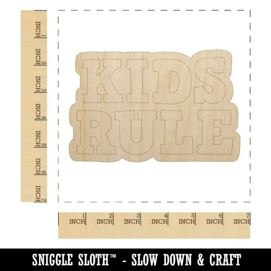 Kids Rule Fun Text Unfinished Wood Shape Piece Cutout for DIY Craft Projects {1}