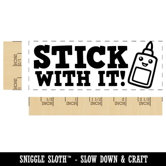 Stick With it Glue Teacher Student School Self-Inking Rubber Stamp Ink Stamper Yellow {1}