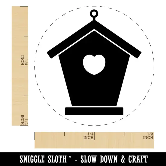 Birdhouse Silhouette with Heart Self-Inking Rubber Stamp for Stamping Crafting Planners Sky Blue {1}