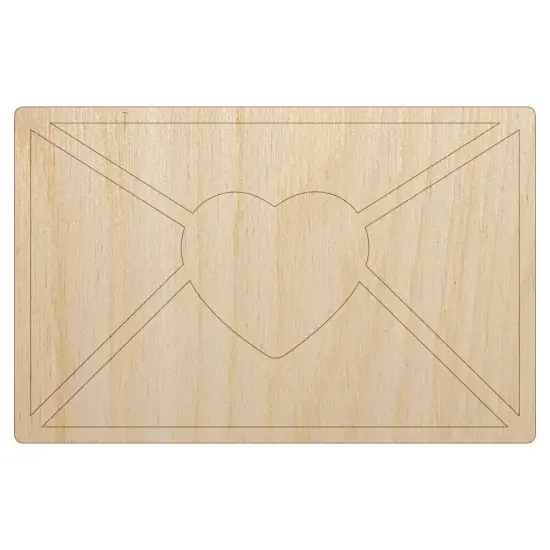 Envelope with Heart Unfinished Wood Shape Piece Cutout for DIY Craft Projects {1}