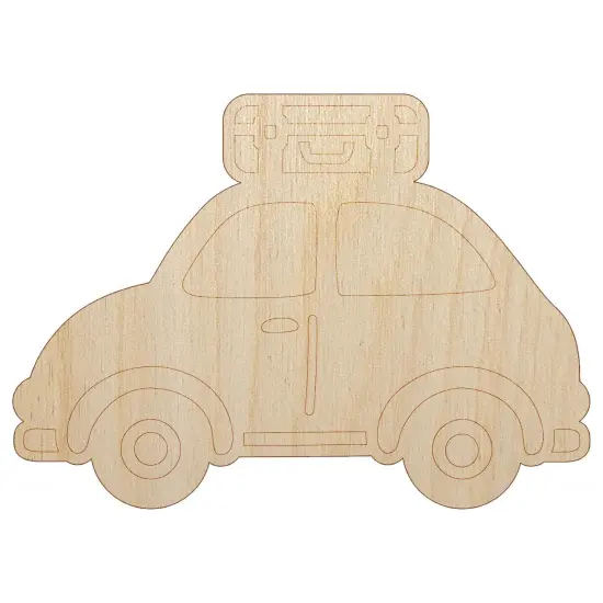 Cute Car with Suitcase Road Trip Travel Unfinished Wood Shape Piece Cutout for DIY Craft Projects {7}