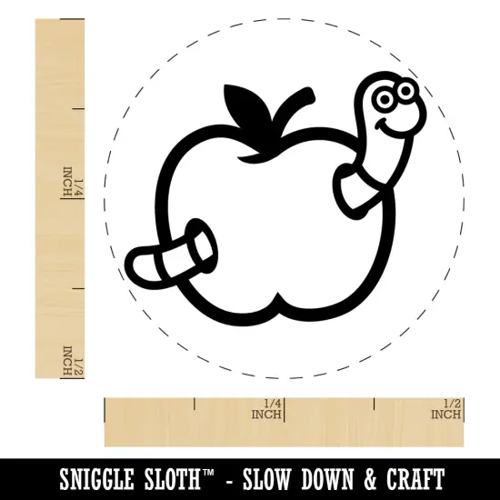Worm in Apple Self-Inking Rubber Stamp Ink Stamper for Stamping Crafting Planners Pink {1}