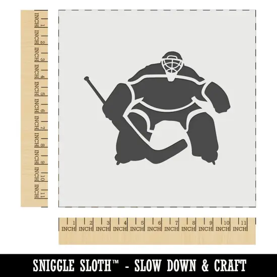 Hockey Goalie Goalkeeper with Stick Wall Cookie DIY Craft Reusable Stencil {1}