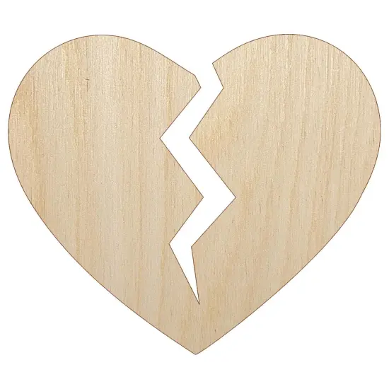 Broken Heart Love Unfinished Wood Shape Piece Cutout for DIY Craft Projects {7}