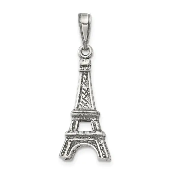 Sterling Silver Eiffel Tower Pendant Charm Paris France Jewerly 29mm x 11mm {1}